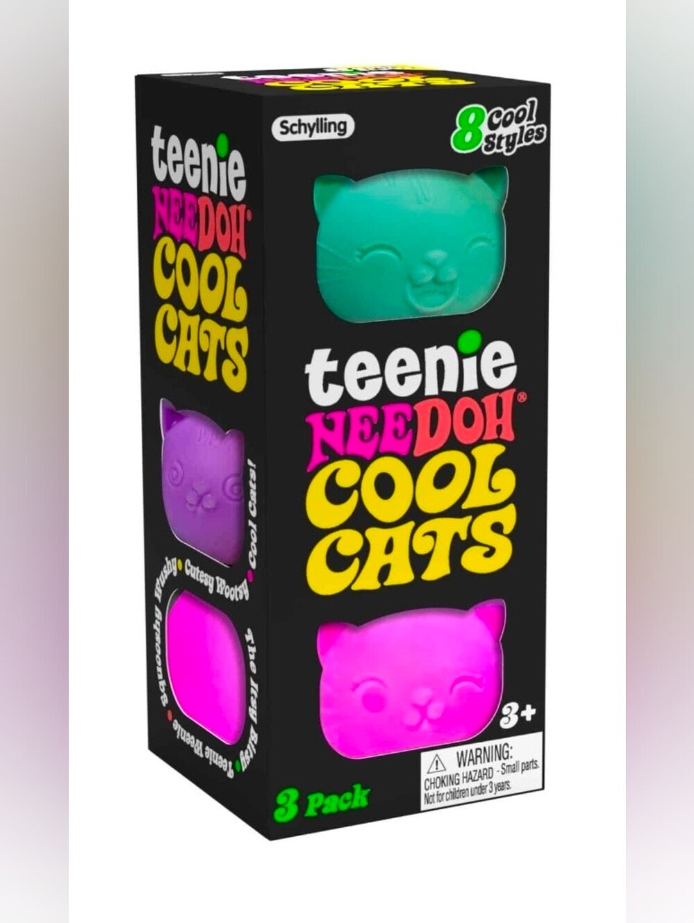 NEW SEALED!  Needoh TeenieCool Cats Squishy Toys - - Pink, Purple, Teal +bonus!!